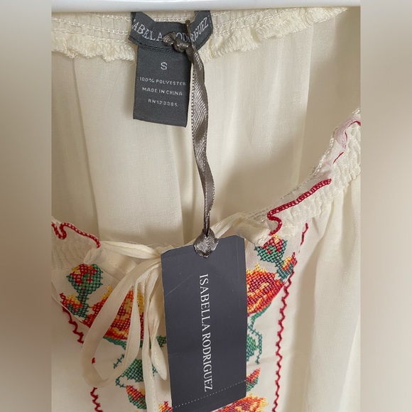 NWT! Isabella Rodriguez Womens Floral Sheer Blouse with Tie Closure Size Small - Picture 6 of 7